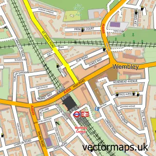 Street map sample of Wembley, Greater London