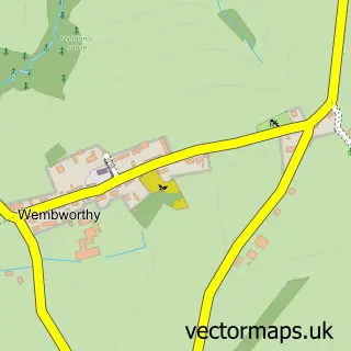 Street map sample of Wembworthy, Devon