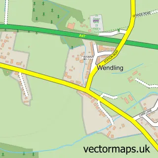 Street map sample of Wendling, Norfolk