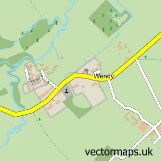 Street map sample of Wendy, Cambridgeshire