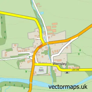 Street map sample of Wensley, North Yorkshire
