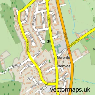 Street map sample of Wenvoe, South Glamorgan