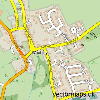 Street map sample of Weobley, Herefordshire