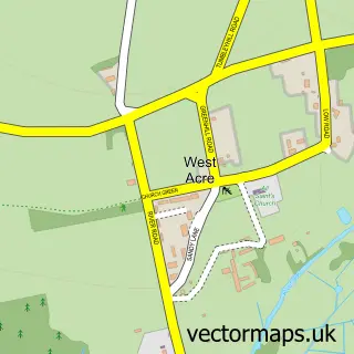 Street map sample of West Acre, Norfolk