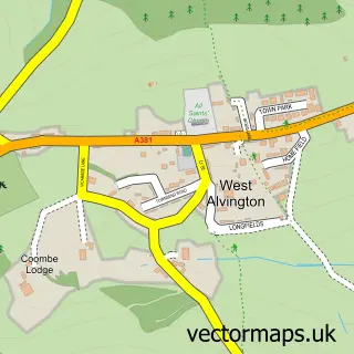 Street map sample of West Alvington, Devon