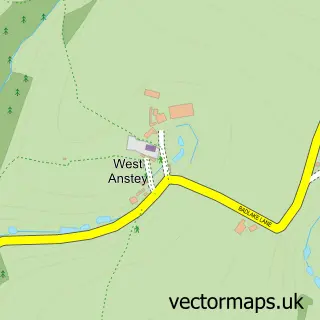 Street map sample of West Anstey, Devon