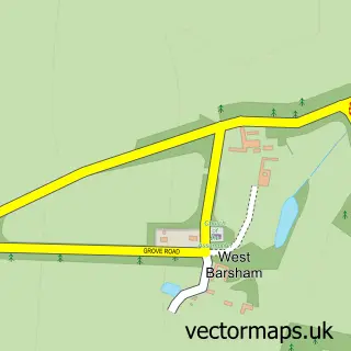 Street map sample of West Barsham, Norfolk