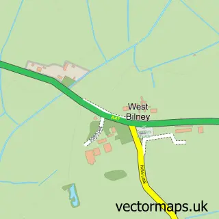 Street map sample of West Bilney, Norfolk