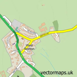 Street map sample of West Bretton, West Yorkshire