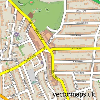 Street map sample of West Bridgford, Nottinghamshire