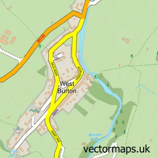 Street map sample of West Burton, North Yorkshire