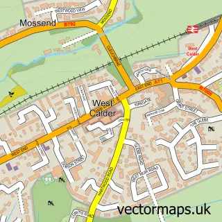 Street map sample of West Calder, West Lothian
