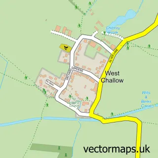Street map sample of West Challow, Oxfordshire