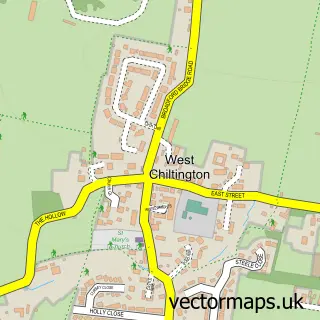 Street map sample of West Chiltington, West Sussex
