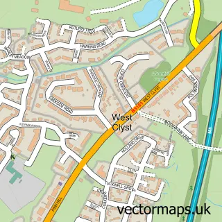 Street map sample of West Clyst, Devon