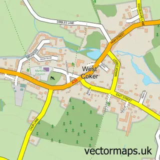 Street map sample of West Coker, Somerset