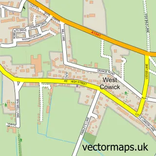 Street map sample of West Cowick, East Riding of Yorkshire
