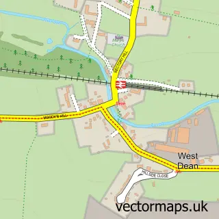 Street map sample of West Dean, Wiltshire