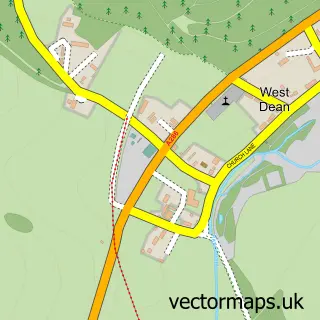 Street map sample of West Dean, West Sussex