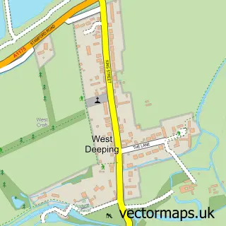 Street map sample of West Deeping, Lincolnshire