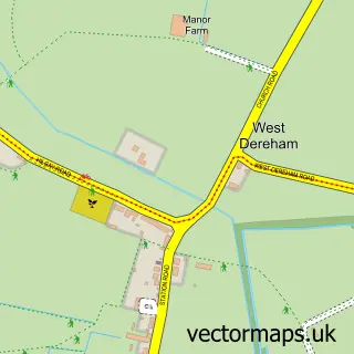 Street map sample of West Dereham, Norfolk