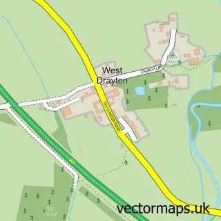 Street map sample of West Drayton, Nottinghamshire