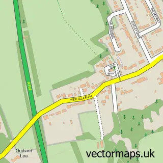Street map sample of West Ella, East Riding of Yorkshire