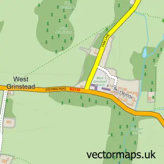Street map sample of West Grinstead, West Sussex