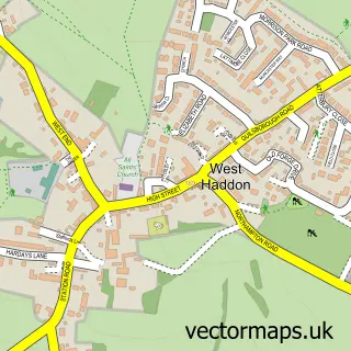Street map sample of West Haddon, Northamptonshire