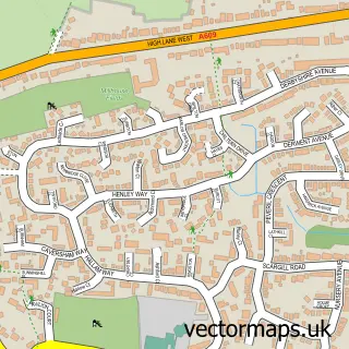 Street map sample of West Hallam, Derbyshire