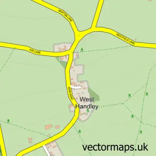 Street map sample of West Handley, Derbyshire