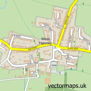 Street map sample of West Hanney, Oxfordshire
