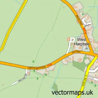 Street map sample of West Harptree, Somerset