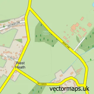 Street map sample of West Heath, Hampshire