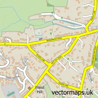 Street map sample of West Hill, Devon