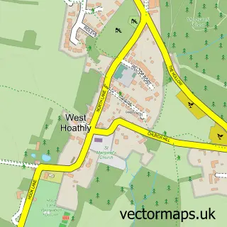 Street map sample of West Hoathly, West Sussex