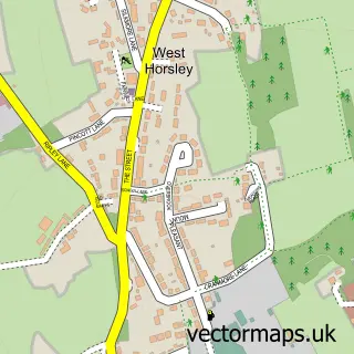 Street map sample of West Horsley, Surrey