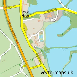 Street map sample of West Hyde, Hertfordshire