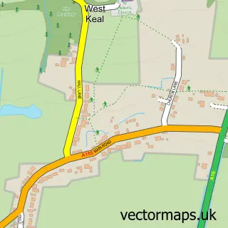 Street map sample of West Keal, Lincolnshire