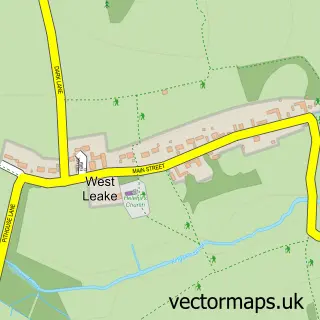 Street map sample of West Leake, Nottinghamshire