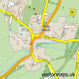 Street map sample of West Meon, Hampshire