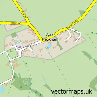 Street map sample of West Peckham, Kent