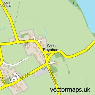 Street map sample of West Raynham, Norfolk