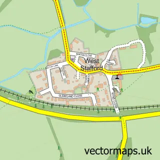 Street map sample of West Stafford, Dorset