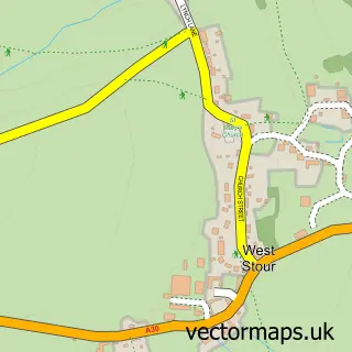 Street map sample of West Stour, Dorset