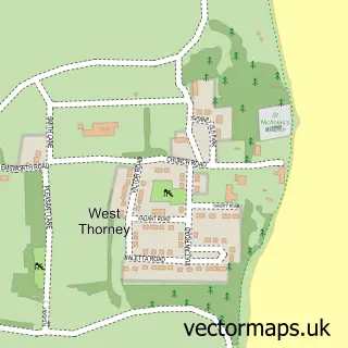 Street map sample of West Thorney, West Sussex