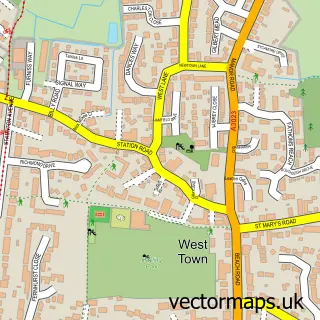Street map sample of West Town, Hampshire