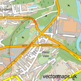 Street map sample of West Vale, West Yorkshire