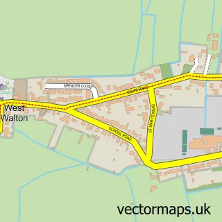 Street map sample of West Walton, Norfolk