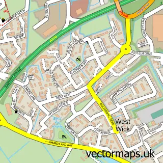 Street map sample of West Wick, Somerset